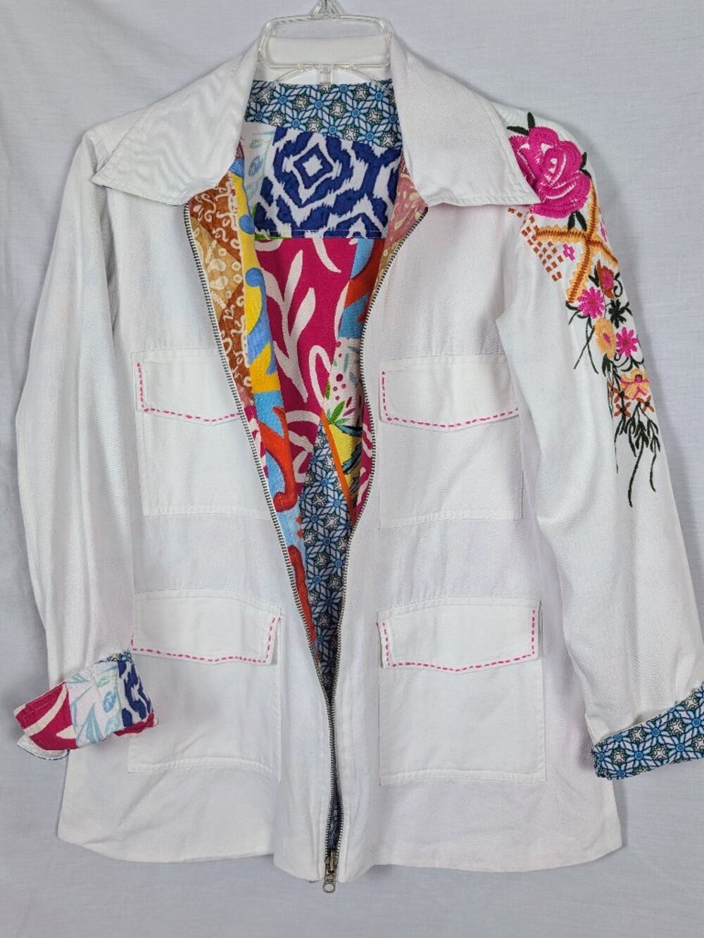 Women's Reversible Patchwork Embroidered Cotton Lightweight Jacket Boho